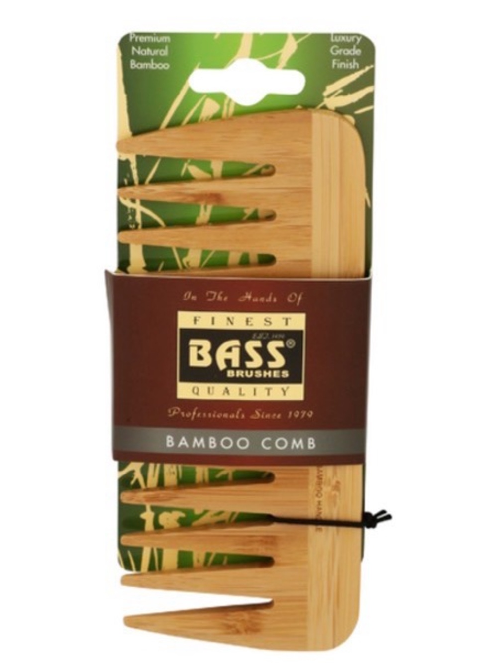 Bass Medium Wide Tooth Luxury Grade Finish Bamboo Wood Comb